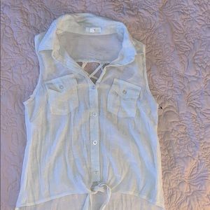 Tie blouse with cute cut out back